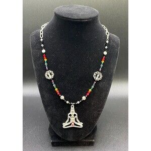 Chakra Lotus Necklace Crystals & Metal Beads by Neanie-Bot